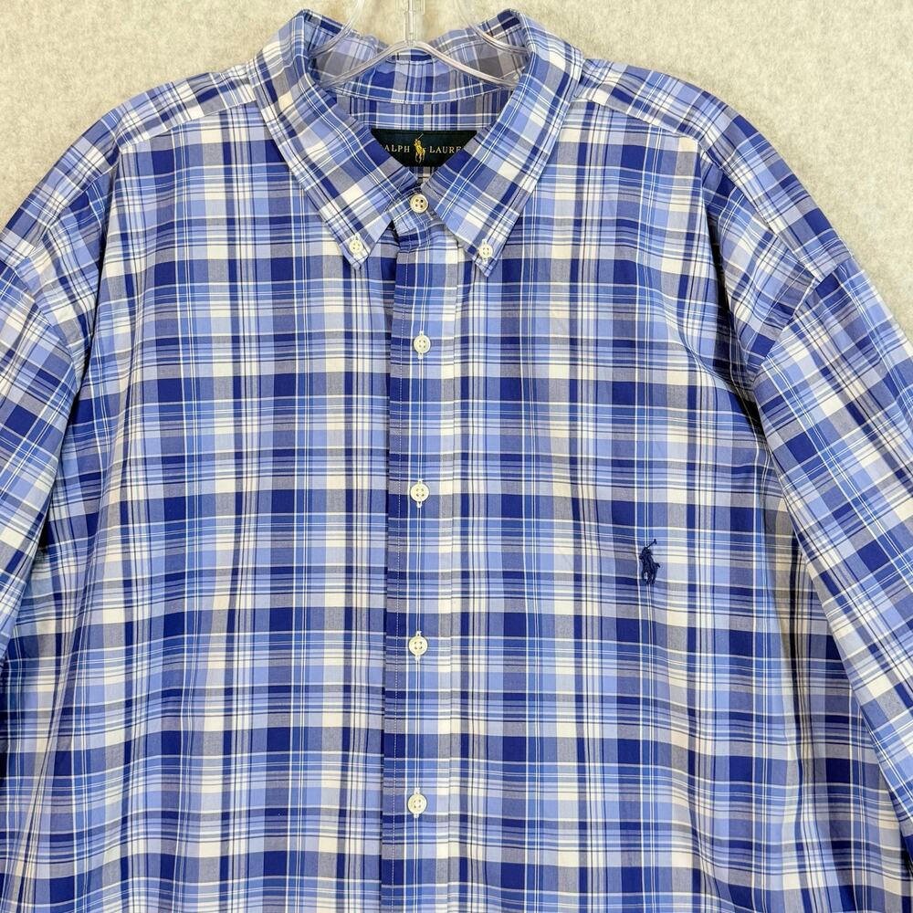 Ralph Lauren Dress Shirt Size 2XLT Long Sleeve Button Down Plaid Preppy Classic